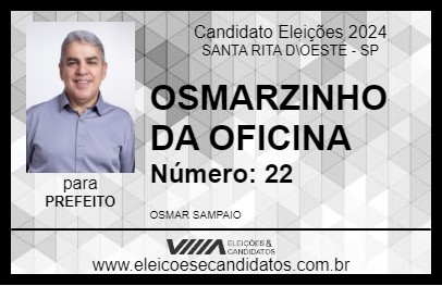 Candidato OSMARZINHO DA OFICINA 2024 - SANTA RITA D\OESTE - Eleições