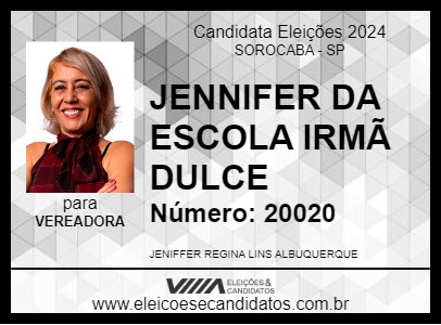 Candidato JENNIFER DA ESCOLA IRMÃ DULCE 2024 - SOROCABA - Eleições