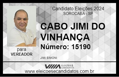 Candidato CABO JIMI DO VIZINHANÇA 2024 - SOROCABA - Eleições