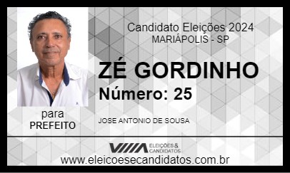 Candidato ZÉ GORDINHO 2024 - MARIÁPOLIS - Eleições