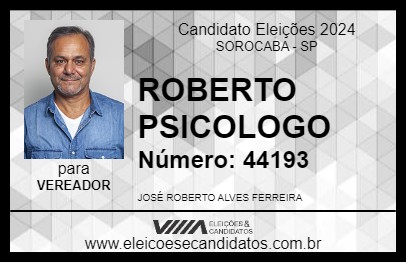 Candidato ROBERTO PSICOLOGO 2024 - SOROCABA - Eleições