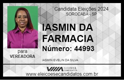 Candidato IASMIN DA FARMACIA 2024 - SOROCABA - Eleições