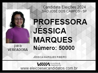 Candidato PROFESSORA JÉSSICA MARQUES 2024 - SÃO JOSÉ DOS CAMPOS - Eleições