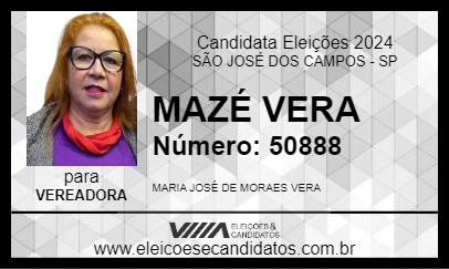 Candidato MAZÉ VERA 2024 - SÃO JOSÉ DOS CAMPOS - Eleições