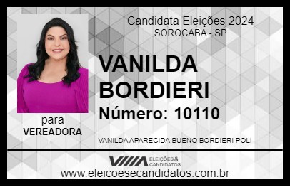 Candidato VANILDA BORDIERI 2024 - SOROCABA - Eleições