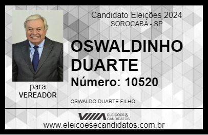 Candidato OSWALDINHO DUARTE 2024 - SOROCABA - Eleições