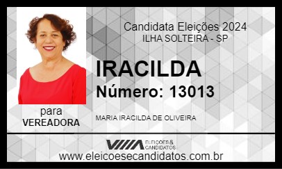 Candidato IRACILDA 2024 - ILHA SOLTEIRA - Eleições