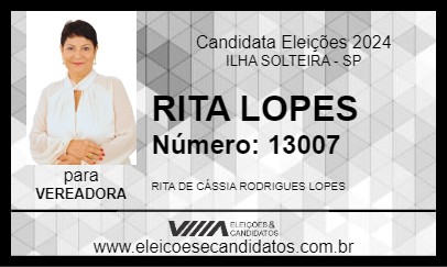 Candidato RITA LOPES 2024 - ILHA SOLTEIRA - Eleições