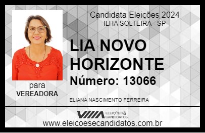 Candidato LIA NOVO HORIZONTE 2024 - ILHA SOLTEIRA - Eleições