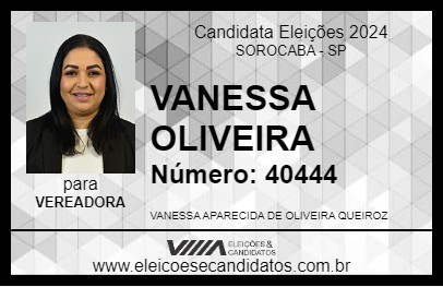 Candidato VANESSA OLIVEIRA 2024 - SOROCABA - Eleições