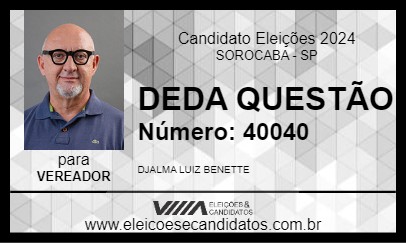 Candidato DEDA QUESTÃO 2024 - SOROCABA - Eleições