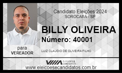 Candidato BILLY OLIVEIRA 2024 - SOROCABA - Eleições