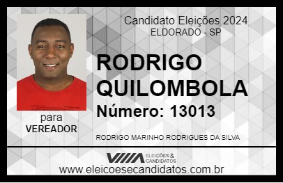 Candidato RODRIGO QUILOMBOLA 2024 - ELDORADO - Eleições