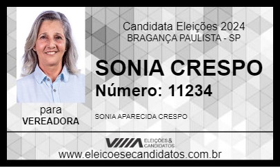 Candidato SONIA CRESPO 2024 - BRAGANÇA PAULISTA - Eleições