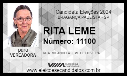 Candidato RITA LEME 2024 - BRAGANÇA PAULISTA - Eleições