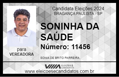 Candidato SONINHA DA SAÚDE 2024 - BRAGANÇA PAULISTA - Eleições