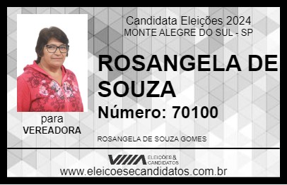 Candidato ROSANGELA DE SOUZA 2024 - MONTE ALEGRE DO SUL - Eleições