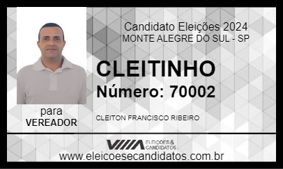 Candidato CLEITINHO 2024 - MONTE ALEGRE DO SUL - Eleições