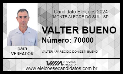 Candidato VALTER BUENO 2024 - MONTE ALEGRE DO SUL - Eleições