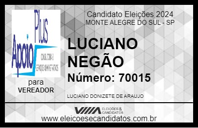 Candidato LUCIANO NEGÃO 2024 - MONTE ALEGRE DO SUL - Eleições