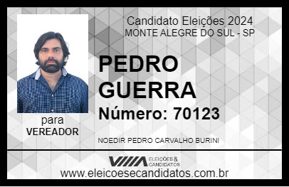 Candidato PEDRO GUERRA 2024 - MONTE ALEGRE DO SUL - Eleições