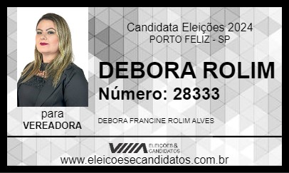 Candidato DEBORA ROLIM 2024 - PORTO FELIZ - Eleições