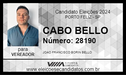 Candidato CABO BELLO 2024 - PORTO FELIZ - Eleições