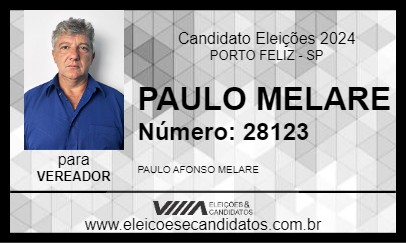 Candidato PAULO MELARE 2024 - PORTO FELIZ - Eleições