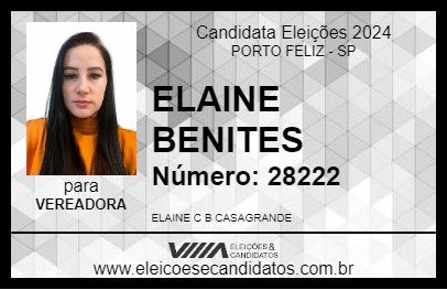 Candidato ELAINE BENITES 2024 - PORTO FELIZ - Eleições