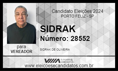 Candidato SIDRAK 2024 - PORTO FELIZ - Eleições