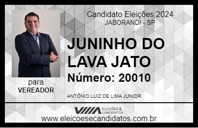 Candidato JUNINHO DO LAVA JATO 2024 - JABORANDI - Eleições