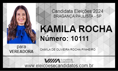 Candidato KAMILA ROCHA 2024 - BRAGANÇA PAULISTA - Eleições