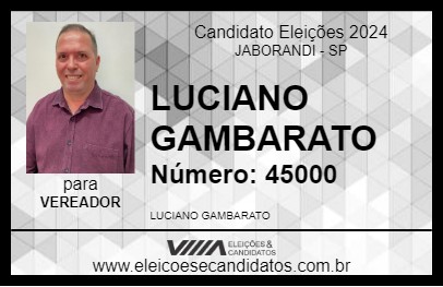 Candidato LUCIANO GAMBARATO 2024 - JABORANDI - Eleições