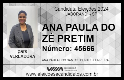 Candidato ANA PAULA DO ZÉ PRETIM 2024 - JABORANDI - Eleições