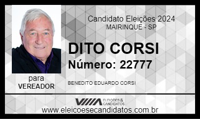 Candidato DITO CORSI 2024 - MAIRINQUE - Eleições