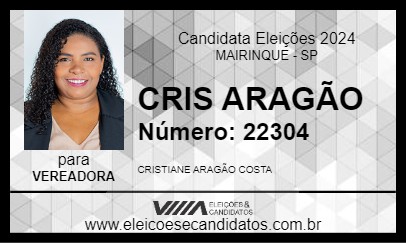 Candidato CRIS ARAGÃO 2024 - MAIRINQUE - Eleições