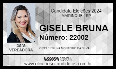 Candidato GISELE BRUNA 2024 - MAIRINQUE - Eleições