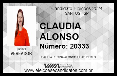 Candidato CLAUDIA ALONSO 2024 - SANTOS - Eleições