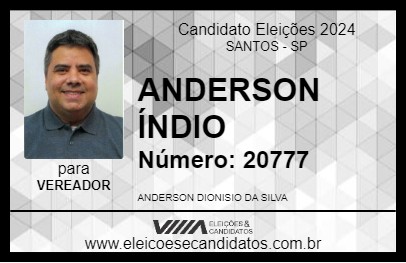 Candidato ANDERSON ÍNDIO 2024 - SANTOS - Eleições