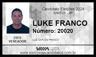 Candidato LUKE FRANCO 2024 - SANTOS - Eleições