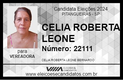 Candidato CELIA ROBERTA LEONE 2024 - PITANGUEIRAS - Eleições