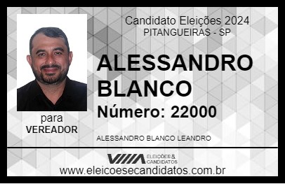 Candidato ALESSANDRO BLANCO 2024 - PITANGUEIRAS - Eleições