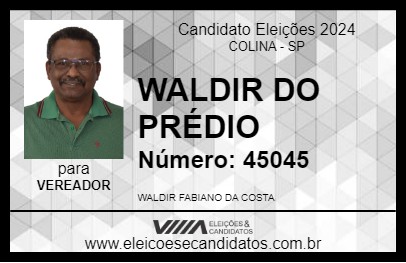 Candidato WALDIR DO PRÉDIO 2024 - COLINA - Eleições