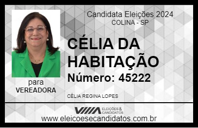 Candidato CÉLIA DA HABITAÇÃO 2024 - COLINA - Eleições