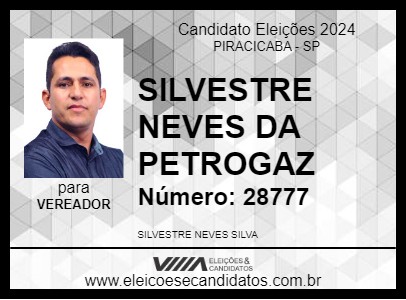 Candidato SILVESTRE NEVES DA PETROGAZ 2024 - PIRACICABA - Eleições