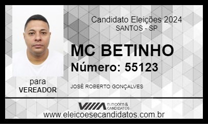 Candidato MC BETINHO 2024 - SANTOS - Eleições