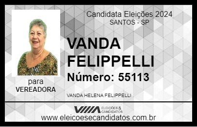 Candidato VANDA FELIPPELLI 2024 - SANTOS - Eleições