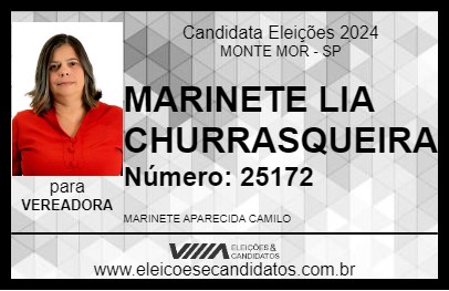 Candidato MARINETE LIA CHURRASQUEIRA 2024 - MONTE MOR - Eleições