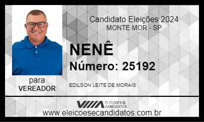 Candidato NENÊ 2024 - MONTE MOR - Eleições