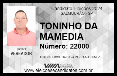 Candidato TONINHO DA MAMEDIA 2024 - SALMOURÃO - Eleições